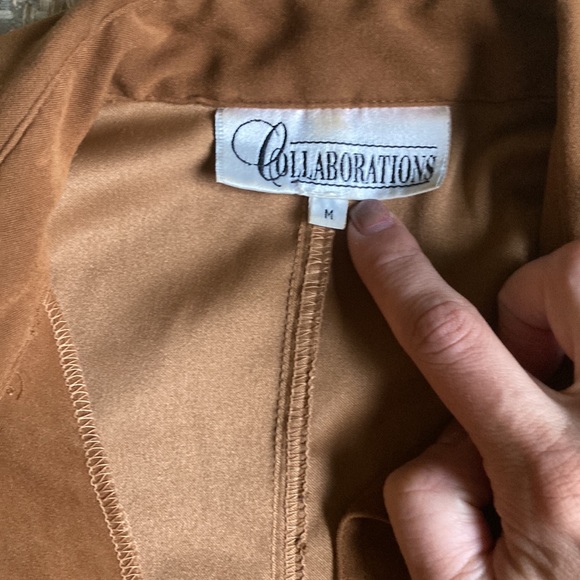 Vintage Faux Suede Button Down Shirt/Jacket Medium - Picture 2 of 5